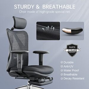 Chaise de Bureau Ergonomique SIHOO avec Repose-Pieds et Support Lombaire Noir