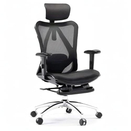 Chaise de Bureau Ergonomique SIHOO avec Repose-Pieds et Support Lombaire Noir