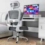 Chaise de Bureau Ergonomique TRALT avec Roues et Hauteur Réglable - Gris Clair