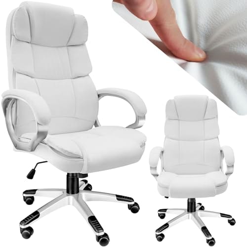 Chaise de Bureau Ergonomique TecTake® Gaming avec Accoudoirs et Appui-tête – Blanc