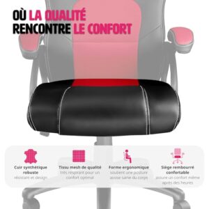 Chaise de Bureau Ergonomique TecTake® avec Accoudoirs et Hauteur Réglable