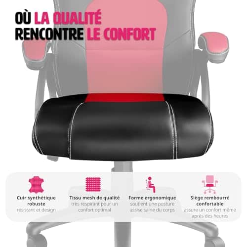 Chaise de Bureau Ergonomique TecTake® avec Accoudoirs et Hauteur Réglable