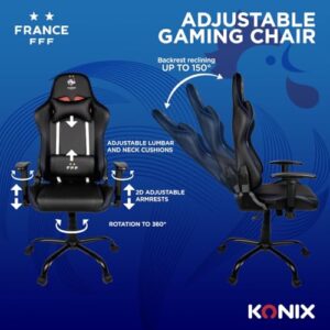 Chaise de Bureau Gaming Konix FFF – Inclinaison 150°, Cuir Noir