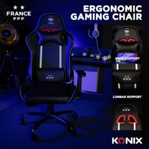 Chaise de Bureau Gaming Konix FFF – Inclinaison 150°, Cuir Noir