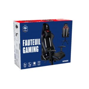 Chaise de Bureau Gaming Konix FFF – Inclinaison 150°, Cuir Noir