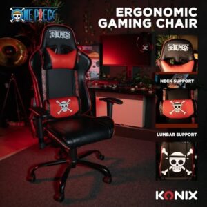Chaise de Bureau Gaming Konix One Piece – Inclinaison 150°, Cuir Noir