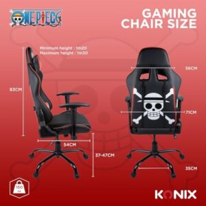 Chaise de Bureau Gaming Konix One Piece – Inclinaison 150°, Cuir Noir