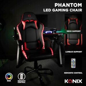 Chaise de Bureau Gaming Konix Phantom – Éclairage RVB et Inclinaison 135°
