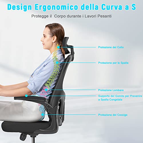 Chaise de Bureau Naspaluro Ergonomique avec Support Lombaire et Accoudoirs Réglables