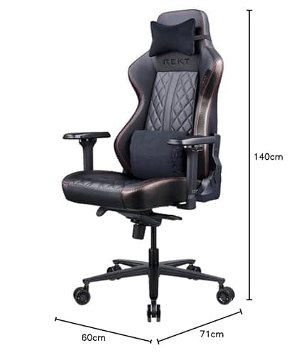 Chaise de Bureau XL REKT Legend-R Noir Ergonomique avec Coussin Lombaire Ajustable