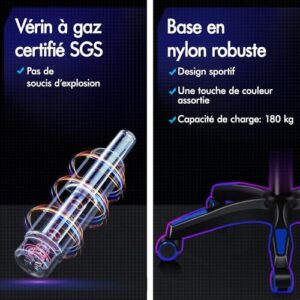 Chaise de Gamer ALFORDSON Ergonomique avec Coussin Lombaire et Appui-tête Bleu