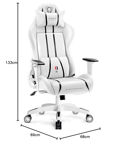 Chaise de Gaming Diablo X-One 2.0 Ergonomique avec Accoudoirs Réglables – Blanc