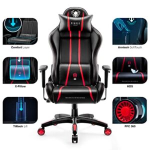 Chaise de Gaming Diablo X-One 2.0 Ergonomique Rouge avec Accoudoirs Réglables