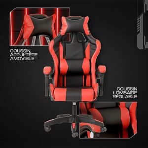 Chaise de Gaming Ergonomique Baroni Home avec Dossier Réglable Rouge