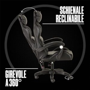 Chaise de Gaming Ergonomique Baroni Home avec Massage Lombaire et Support Dorsal