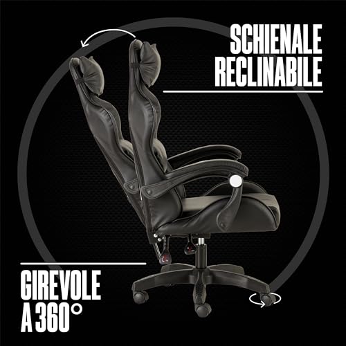 Chaise de Gaming Ergonomique Baroni Home avec Massage Lombaire et Support Dorsal