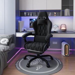 Chaise de Gaming Ergonomique Flamaker avec Repose-Pieds, 150 kg, Noir
