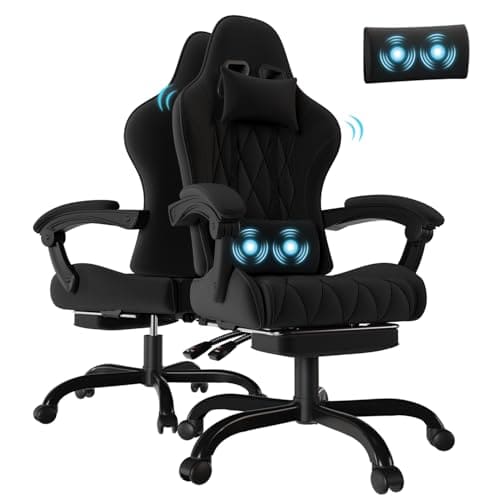 Chaise de Gaming Ergonomique Flamaker avec Repose-Pieds, 150 kg, Noir