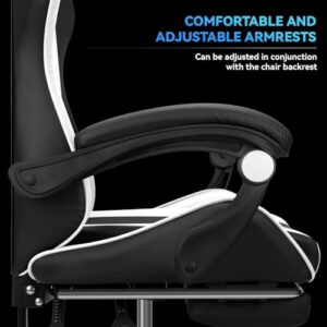 Chaise de Gaming Ergonomique IZTOSS Dossier Réglable C-Noir+Blanc avec Support Lombaire