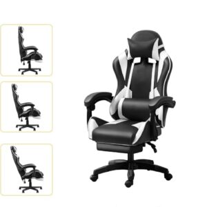 Chaise de Gaming Ergonomique IZTOSS Dossier Réglable C-Noir+Blanc avec Support Lombaire