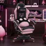Chaise de Gaming Ergonomique YU YUSING avec Appui-tête et Repose-Pieds Rose
