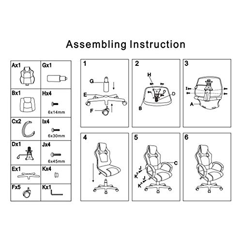 Chaise de Gaming Flyelf Ergonomique Racing, Hauteur Réglable Rouge-Noir