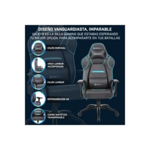 Chaise de Gaming Newskill Valkyr NS-CH-VALKYR-BLUE avec Accoudoirs 4D et Inclinable 180°