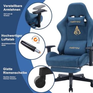 Chaise de Jeu Andyou Ergonomique avec Repose-Pieds et Coussin Lombaire – Bleue
