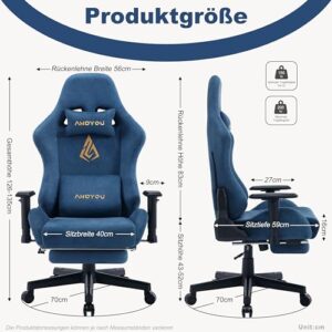Chaise de Jeu Andyou Ergonomique avec Repose-Pieds et Coussin Lombaire – Bleue