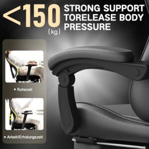 Chaise de Jeu Devoko avec Massage, Repose-Pieds et Coussin Lombaire – Noir