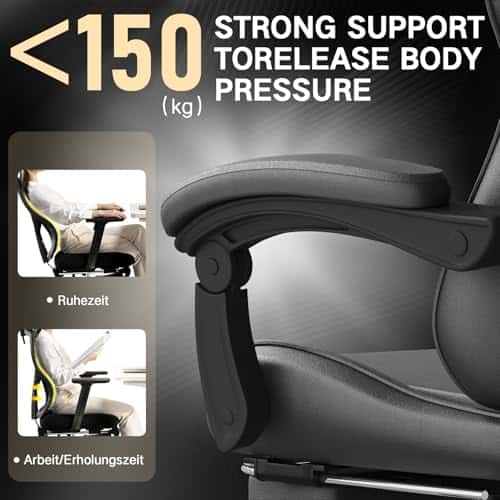 Chaise de Jeu Devoko avec Massage, Repose-Pieds et Coussin Lombaire – Noir