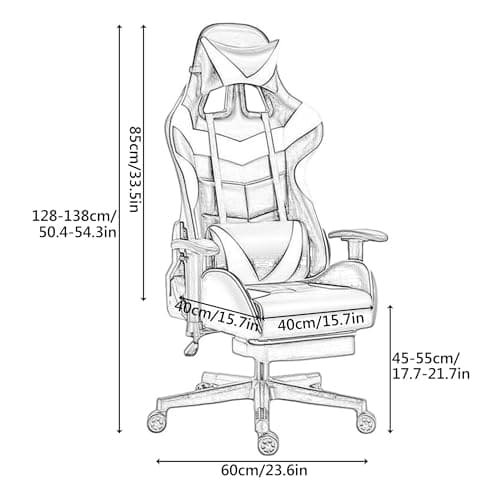 Chaise de Jeu Ergonomique IPSU avec Repose-Pieds et Support Lombaire