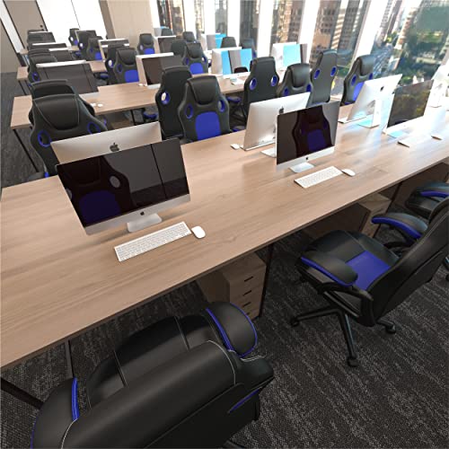 Chaise de Jeu Ergonomique Play Haha en Cuir Bleu – Chaise de Bureau Pivotante