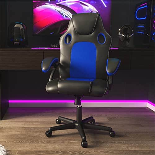 Chaise de Jeu Ergonomique Play Haha en Cuir Bleu – Chaise de Bureau Pivotante