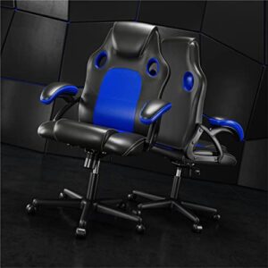 Chaise de Jeu Ergonomique Play Haha en Cuir Bleu – Chaise de Bureau Pivotante