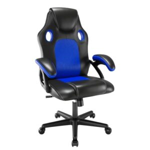 Chaise de Jeu Ergonomique Play Haha en Cuir Bleu – Chaise de Bureau Pivotante