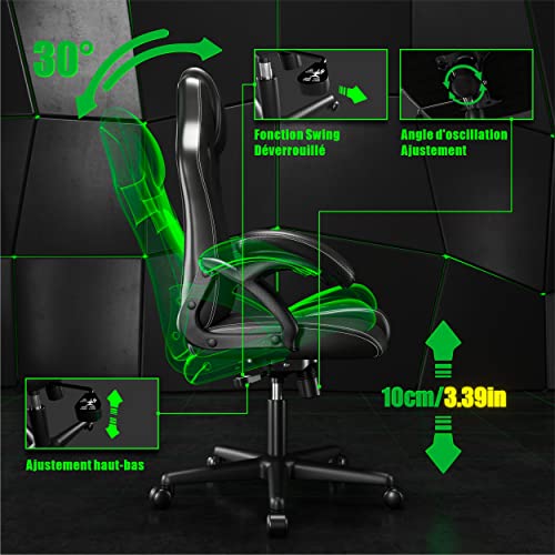 Chaise de Jeu Ergonomique Play haha en Cuir Noir pour Bureau