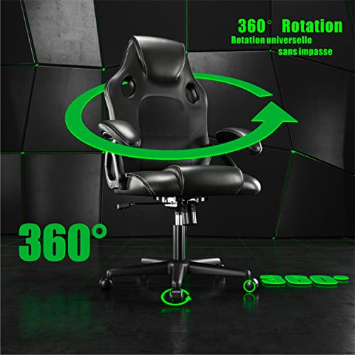 Chaise de Jeu Ergonomique Play haha en Cuir Noir pour Bureau