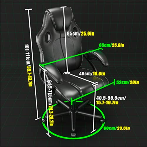 Chaise de Jeu Ergonomique Play haha en Cuir Noir pour Bureau