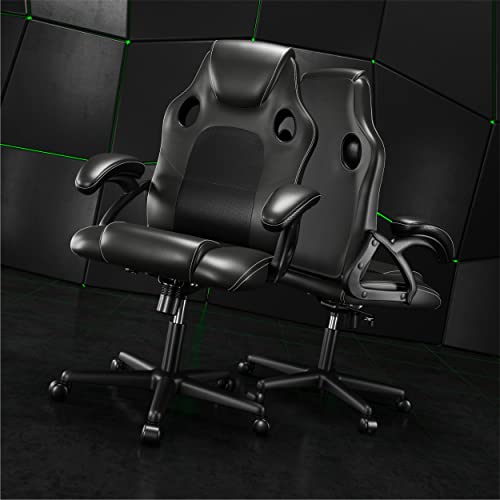 Chaise de Jeu Ergonomique Play haha en Cuir Noir pour Bureau
