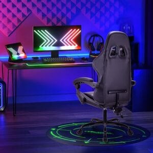 Chaise de Jeu Ergonomique T-THREE en Cuir avec Soutien Lombaire et Appui-tête