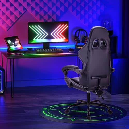 Chaise de Jeu Ergonomique T-THREE en Cuir avec Soutien Lombaire et Appui-tête