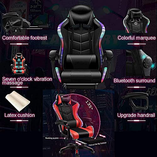 Chaise de Jeu Ergonomique avec Repose-Pieds et Haut-parleurs LED