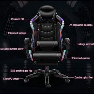 Chaise de Jeu Ergonomique avec Repose-Pieds et Haut-parleurs LED