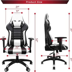 Chaise de Jeu Ergonomique pour Adultes, Inclinable 180° avec Accoudoirs