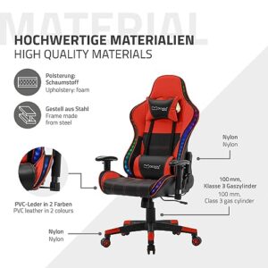 Chaise de Jeu RGB ML-Design avec Haut-Parleurs Bluetooth et Ergonomie Rouge