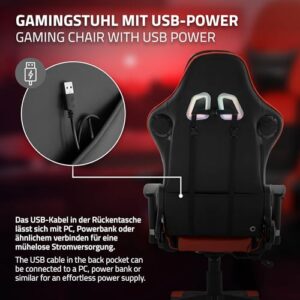 Chaise de Jeu RGB ML-Design avec Haut-Parleurs Bluetooth et Ergonomie Rouge