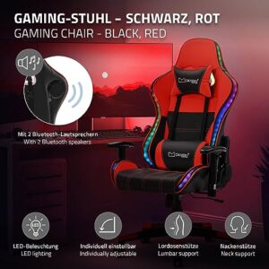 Chaise de Jeu RGB ML-Design avec Haut-Parleurs Bluetooth et Ergonomie Rouge