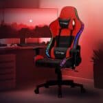 Chaise de Jeu RGB ML-Design avec Haut-Parleurs Bluetooth et Ergonomie Rouge