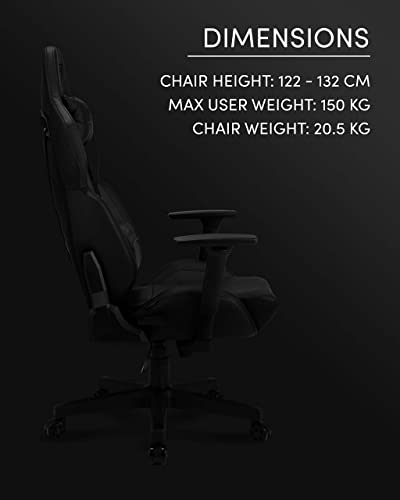 Chaise de Jeu SENSE7 Sentinel Ergonomique, Cuir PU, 150 kg, Noir